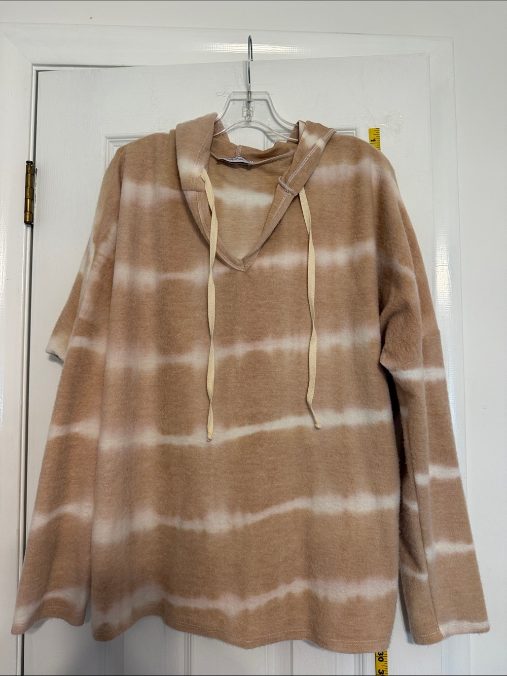 Cozy Taupe Tie-Dye Hooded Women's pull over